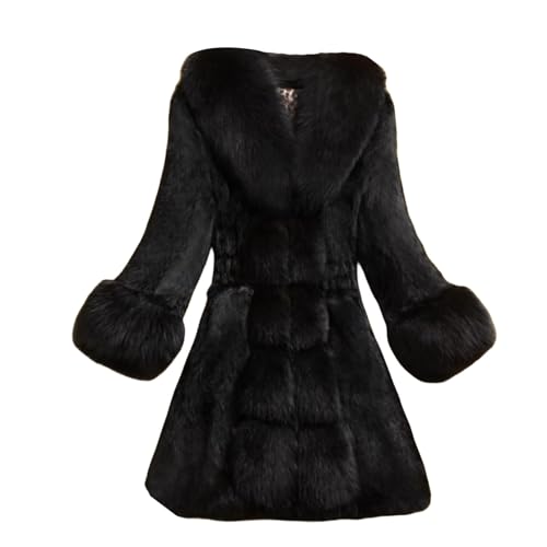 Wankang Clearance Womens Winter Warm Lapel Faux Fur with Inner